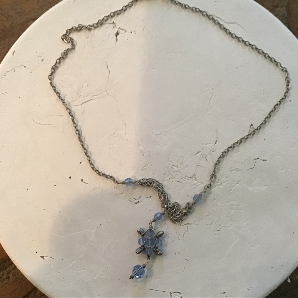beautiful sterling necklace w/lt. blue crystals